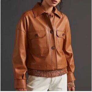 Avec Les Filles Brown Faux Leather Jacket